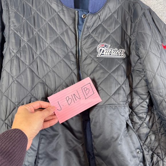 Nike NFL New England Patriots Reversible Bomber Jacket Blue Gray Size M - Picture 15 of 15